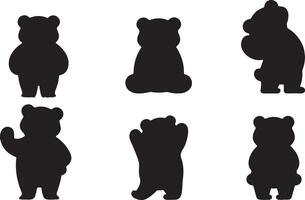 Panda silhouette Set vector