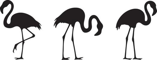 Set of Flamingo silhouettes vector