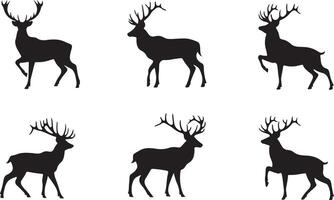 Set of Stag silhouettes vector