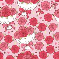 Red Roses Seamless Pattern Isolated on Red Background vector