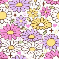 Pastel Daisy Seamless Pattern Isolated on White Background vector