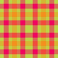 Greeting card plaid pattern, coloured tartan check background. Dining room textile fabric texture seamless in red and lime colors. vector