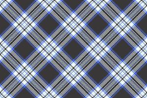 Elegant diagonal plaid pattern in shades of blue, gray, and white on a dark background. Perfect for textile design, fashion, website backgrounds, and stationery. vector