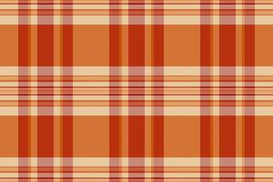 Dress seamless check textile, selection fabric tartan texture. Short plaid pattern background in orange and red colors. vector