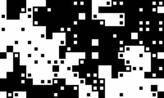 Abstract monochrome pixel art. Dynamic black and white squares create a chaotic yet visually engaging pattern, perfect for backgrounds, textures, or digital art projects. vector