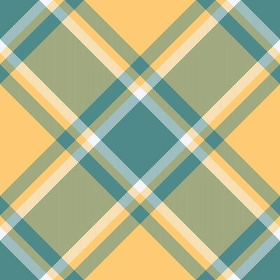 Day check textile, summertime texture background seamless. Scratch plaid pattern tartan fabric in amber and cyan colors.