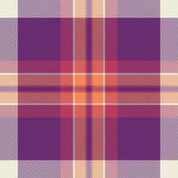 Elegant purple, orange, and cream plaid pattern. Perfect for textile designs, apparel, or website backgrounds. vector