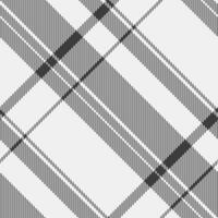 Surface textile background fabric, form texture pattern seamless. Sample check tartan plaid in white and grey colors. vector