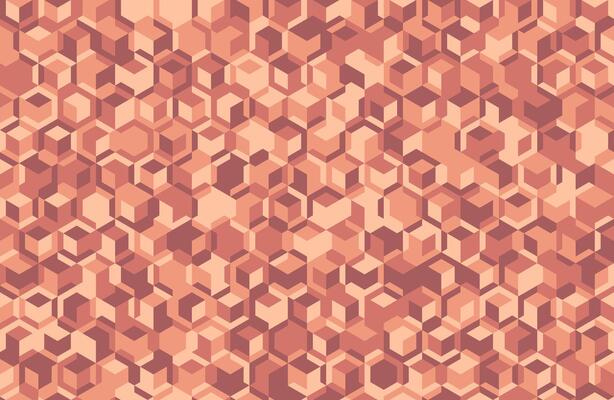 Abstract geometric seamless pattern. Intricate design of overlapping cubes in earthy coral tones creates a textured, modern background ideal for websites, packaging, or textile designs.