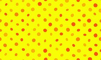 Vibrant yellow background adorned with scattered orange and red circles. A playful, energetic pattern perfect for websites, textiles, or childrens products. vector