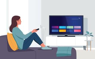 Relaxing on couch streaming shows vector