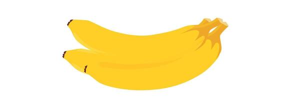 Minimalistic illustration of two ripe yellow bananas on white background in flat cartoon design vector