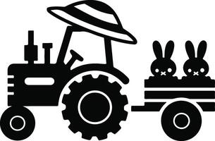Minimalist Tractor Silhouette Drawing vector