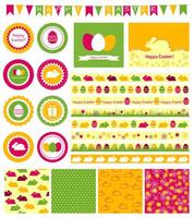 Set of design elements, patterns, borders, cards, tags for Easter vector