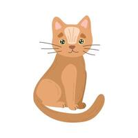 Stylized orange kitten with soft fur, curved tail, and green eyes in a peaceful pose, perfect for friendly pet illustrations and calm character art vector