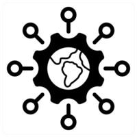 global technology icon concept in black vector