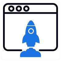 browser launch icon concept in blue vector