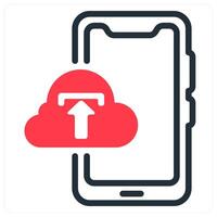 mobile data backup icon concept in red vector