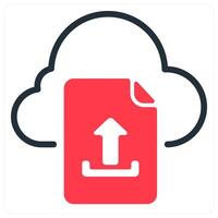 file upload icon concept in red vector
