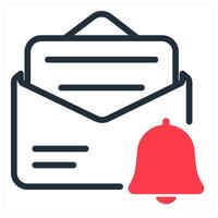 email alert icon concept in red vector