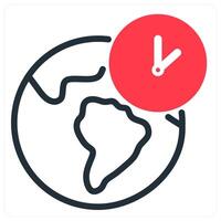 global time zone icon concept in red vector