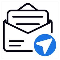 sending mail icon concept in blue duo line vector