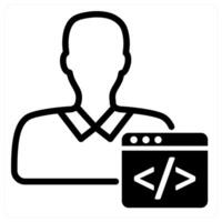 Male programmer icon concept in black vector