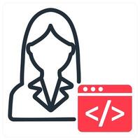 programmer icon concept in red color vector
