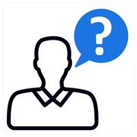 ask question and help in blue duo line vector