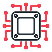 cpu processor icon concept in red vector