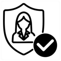 user protection and shield in black duo line vector