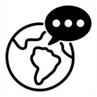 global communication icon concept in black color vector