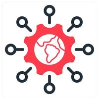 global technology icon concept in red vector