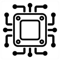 cpu processor icon concept in black vector