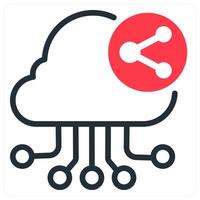 cloud network sharing icon concept in red vector