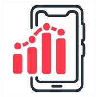 mobile report icon concept in red vector
