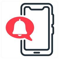 mobile notification icon concept in red vector
