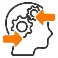 decision making process in orange duo line vector
