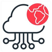 cloud connection icon in red color vector