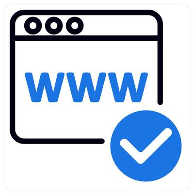 domain registration icon concept in blue