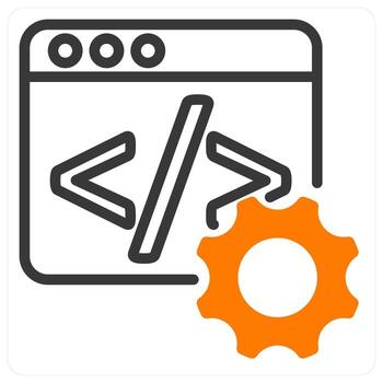 programming icon concept in orange duo line vector