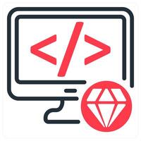 clean code icon concept in red vector