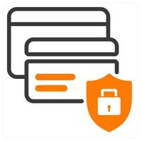 secure payment and transaction in orange duo line vector