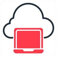cloud computing icon in red vector