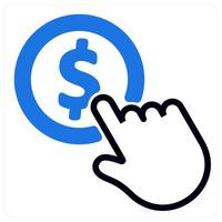 paid to click icon concept in blue duo line vector