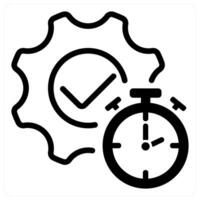 productivity and time management in black duo line vector