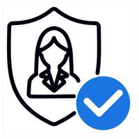 user protection and shield in blue duo line vector