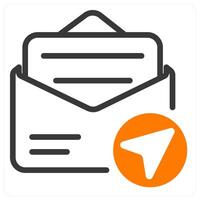 sending mail icon concept in orange duo line vector