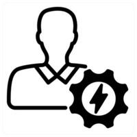 efficient and focused person in black duo line vector