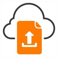 file upload icon concept in orange vector
